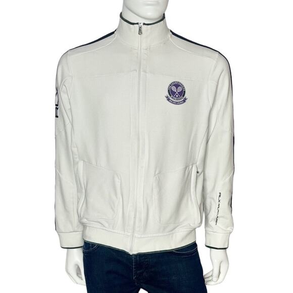 RLX Ralph Lauren WIMBELDON White Zip Front Track Jacket Men's XL - Picture 1 of 9